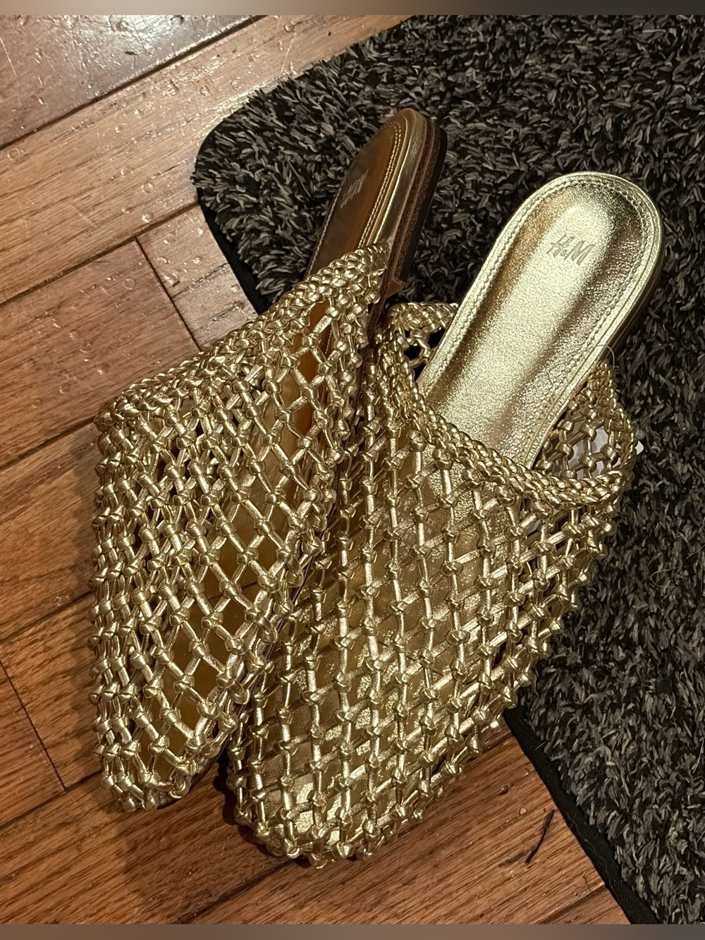H&M Gold Metallic Braided Mules Size 8 NWT - Picture 5 of 8